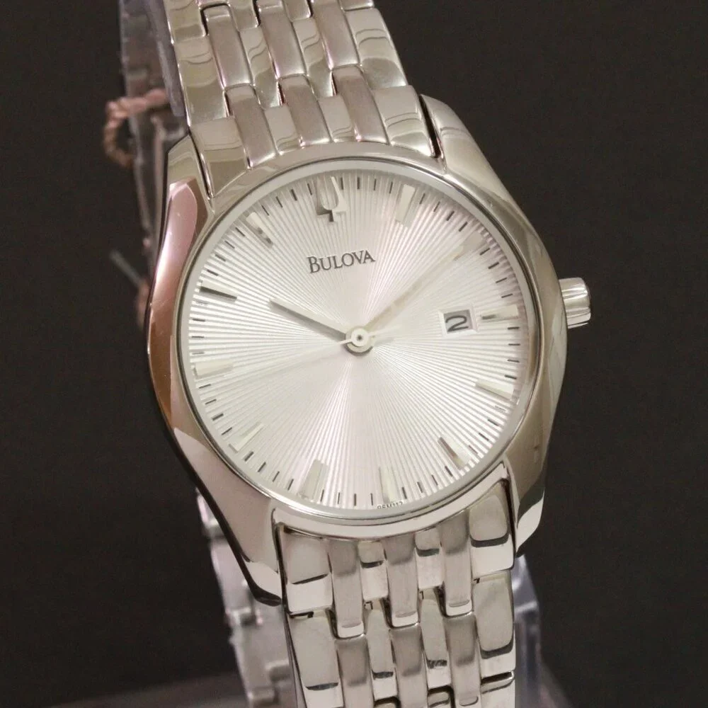 Bulova Ladies Classic Watch Silver Textured Dial Raised Indices Stainless 29mm - Picture 5 of 13